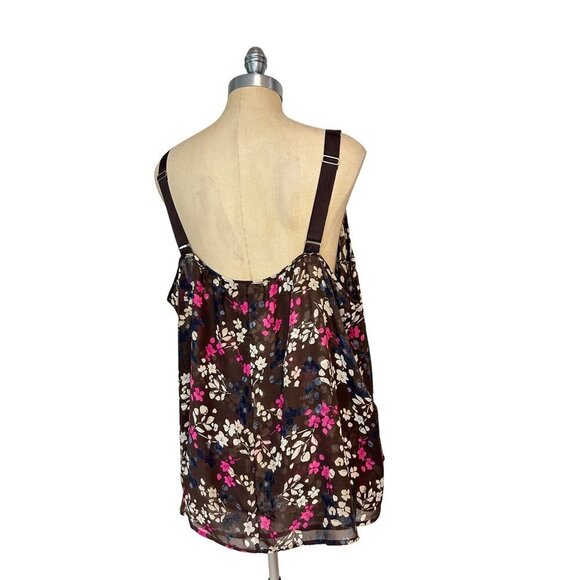 Lane Bryant Brown Floral Polyester Plus Top Size 28 - Picture 3 of 6